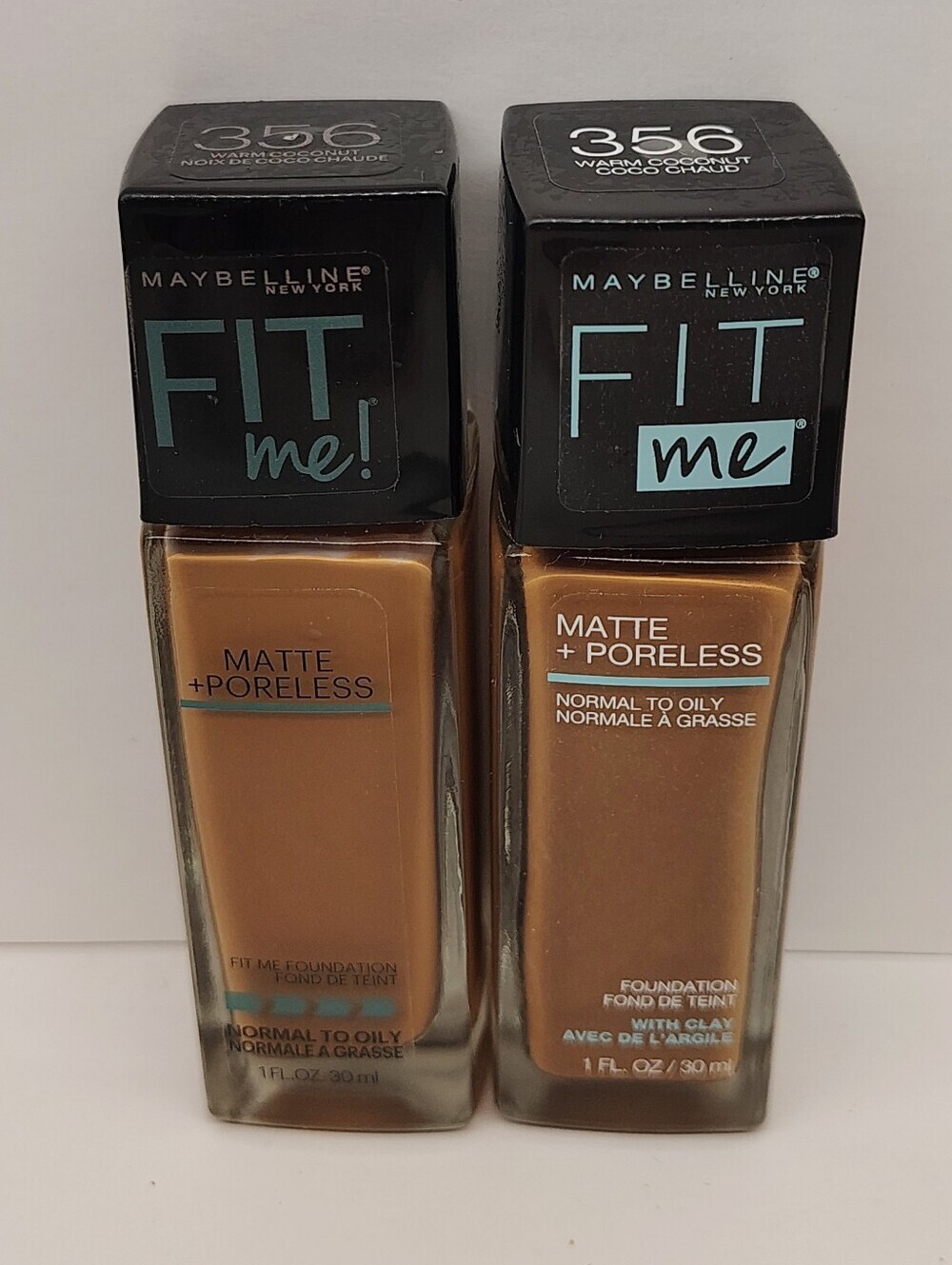 Maybelline Fit Me Matte + Poreless Foundation 356 Warm Coconut (Tan) New